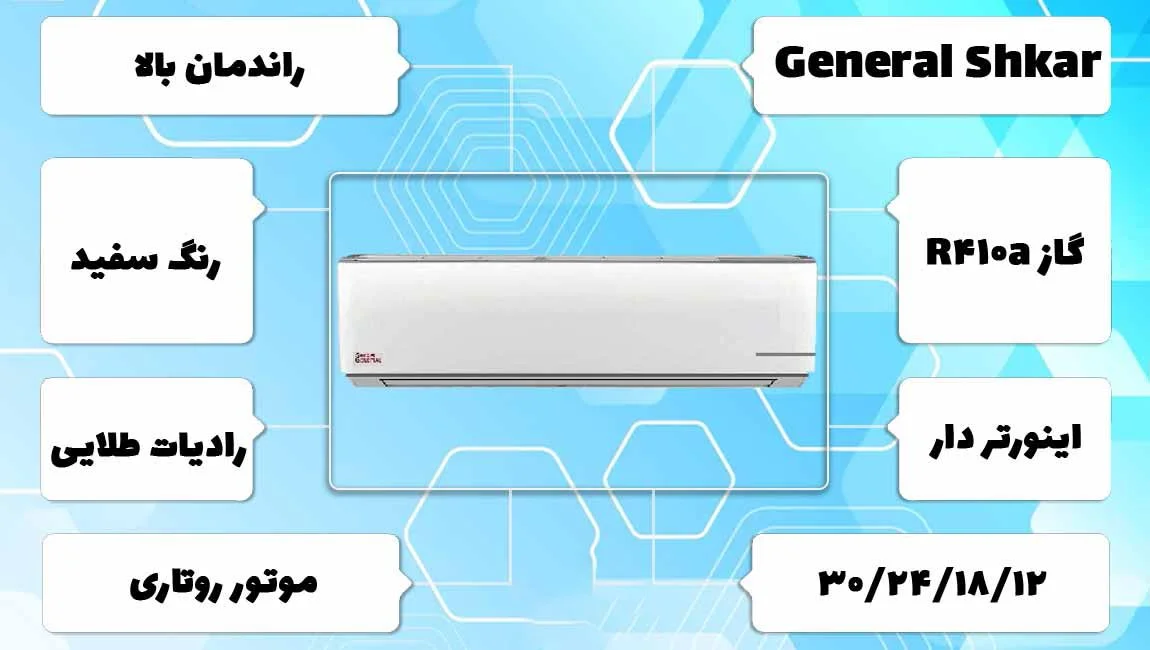 کولر گازی 12000 جنرال شکار اینورتر مدل 12000BTU